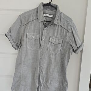 BKE Men's Gray Short-Sleeve Button-Down Shirt
